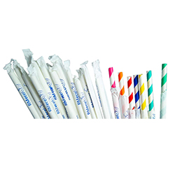WRAPPED MULTICOLORED STRIPED PAPER STRAW 10 MM 10