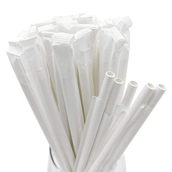 WRAPPED WHITE PAPER STRAW 6 MM 7.75