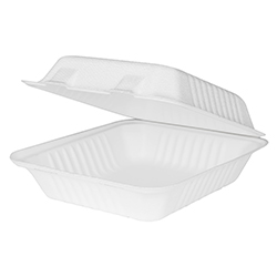 CONTENANT REFERMABLE EN BAGASSE 900 ML 8''X8