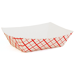 RED CHECK PAPER FOOD TRAY 0.5 LB 8 OZ
