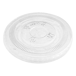 COUVERCLE PLAT COMPOSTABLE PLASTIQUE CLAIR POUR VERRE 12-20 OZ