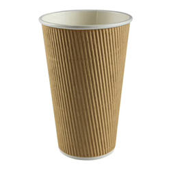 VERRE BREUVAGE CHAUD PAROI GAUFRÉE BRUN 16 OZ 90 MM